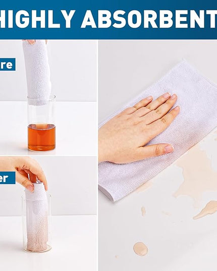 White Microfiber Towels- 50 Pack, Microfiber Cleaning Cloths Bulk, Microfiber Towels for Cars, Cleaning Rags (12x12 inches)