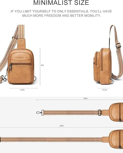 Sling Bag For Women Faux Leather Small Casual Daypack Backpack Fanny Pack Crossbody Chest Bags Purse