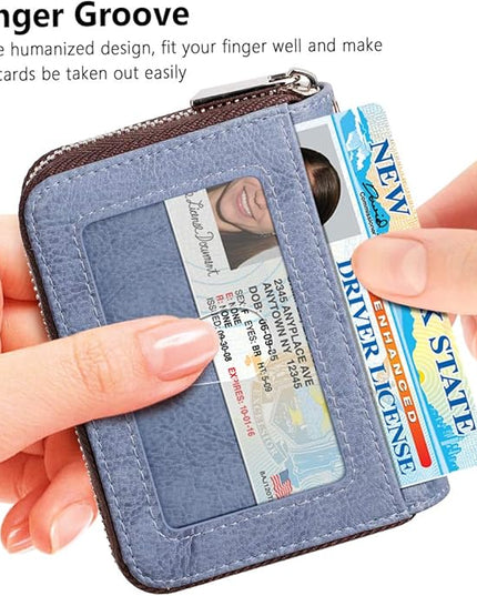 FurArt Zipper Wallet Women, RFID Blocking Credit Card Wallet, Business Card Holder, Compact Size KeyChain Wallet