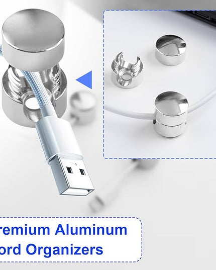 3 Sets Charger Holders for Cords, Silver Adjustable Cable Anchor Holders, Adhesive Metal Cord Clips, Cable Management Wire Organizers for Desk, Office, Nightstand