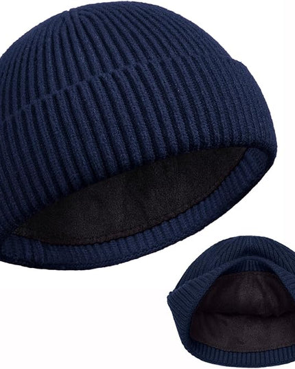 ROYBENS Swag Wool Knit Cuff Short Fisherman Beanie for Men Women, Winter Warm Hats