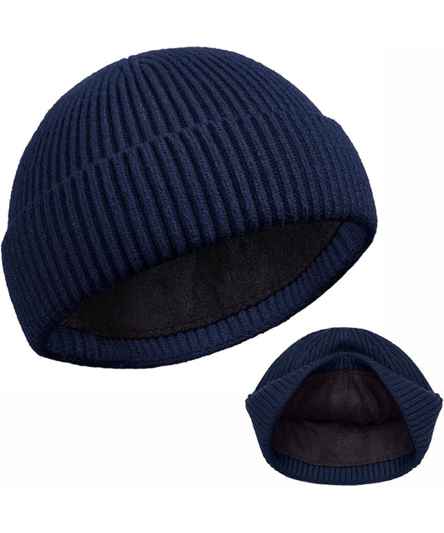 ROYBENS Swag Wool Knit Cuff Short Fisherman Beanie for Men Women, Winter Warm Hats