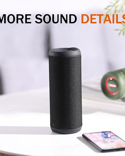 Wireless Portable Speaker,IPX7 Waterproof Bluetooth Speaker, 25W Loud Stereo Sound, Bassboom Technology, TWS Pairing, Built-in Mic, 16H Playtime with Lights for Home Outdoor - Black