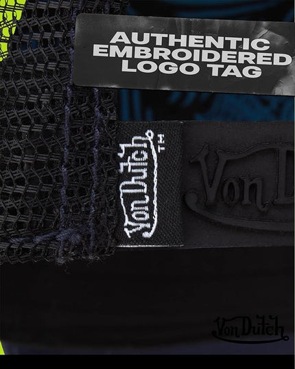 Von Dutch Unisex Trucker Hat - Curved Bill Mesh Back Retro Classic Adjustable Snapback Baseball Cap for Men and Women