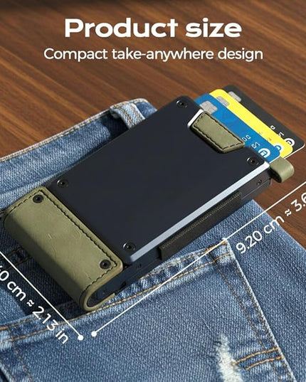 Slim Wallet for Men - Minimalist Compact Wallet and 25+ Card Holder, RFID Protected Front Pocket Wallets for Men with Integrated Elastic, Pocket Fashion Credit Card Holder (Black)