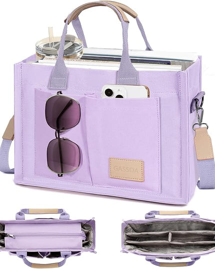 Canvas Tote Bag for Women Crossbody Work Purse with Pockets Top Handle Handbag Satchel Bags for Travel Nurse Teacher