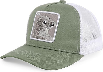 Classic Unisex Various Animal Series Embroidery Farm Adjustable Mesh Snapback Trucker Hat