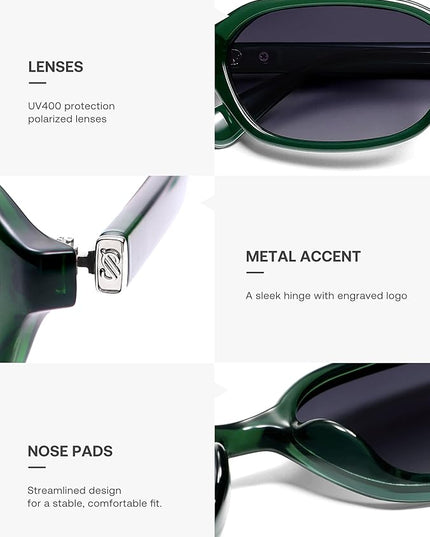 SOJOS Retro Rectangle Polarized Sunglasses for Women Men Trendy Hexagon Narrow Chic Y2K Sunnies SJ2629