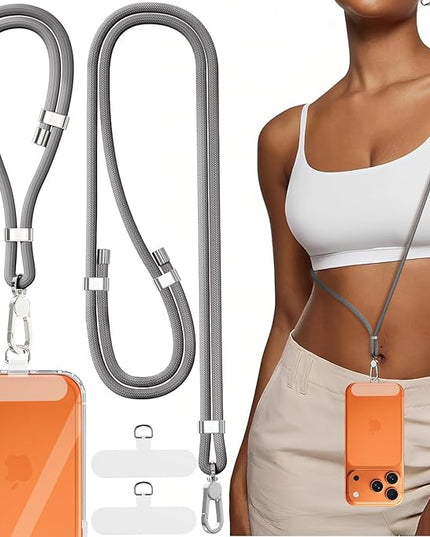 4-IN-1 Phone Lanyard + Wrist Strap, 2PCS Adjustable Length Cell Phone Lanyard with 2 Tether Tabs for iPhone,Smartphones