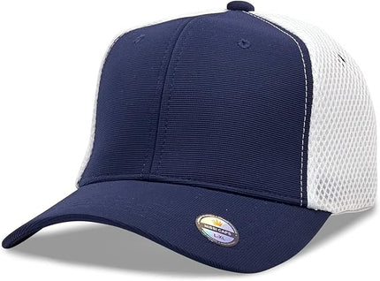 [2 Pack] Hybrid Stretch-Fitted Trucker Cap, Baseball Cap with Air Mesh