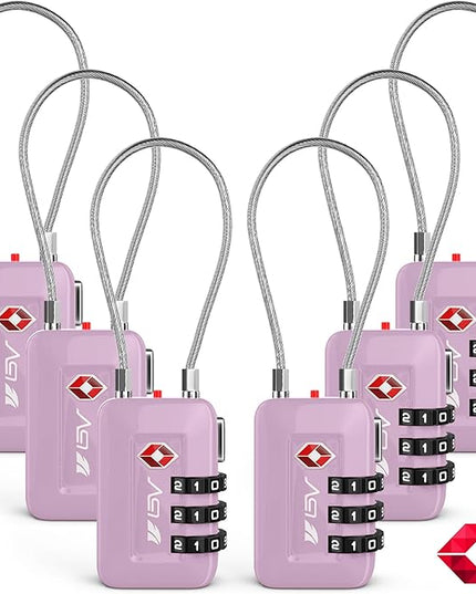 TSA Accepted Luggage Travel Lock, Set-Your-Own Combination Lock for School Gym Locker, Luggage Suitcase Baggage Locks, Filing Cabinets, Toolbox, Case (Purple, 6 Pack)