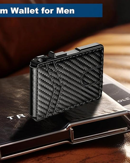 ZALVEX Wallet for Men, Mens Minimalist Wallet 9-13 Cards, Slim Compact Wallet with Money Clip & ID Window, RFID Blocking Smart Pop Up Card Wallet, Metal Aluminum Credit Card Holder Bifold Wallet