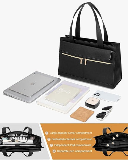 Laptop Bag for Women 15.6 Inch, Professional Tote Briefcase Purse, Eco-friendly Leather Teacher Bag Work Bag for Business