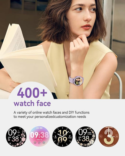 Smart Watches for Women(Answer/Make Calls), 1.27'' AMOLED Screen Activity Trackers with Heart Rate/Sleep/SpO2 Monitor, Smartwatch for iPhone/Samsung/Android,120+ Sport IP68 Fitness Watch 2Bands Purple