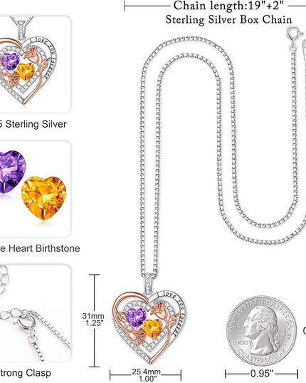 Iefil Christmas Gifts for Women - Sterling Silver Birthstone Necklace Anniversary Birthday Gifts for Her Wife Mom Daughter