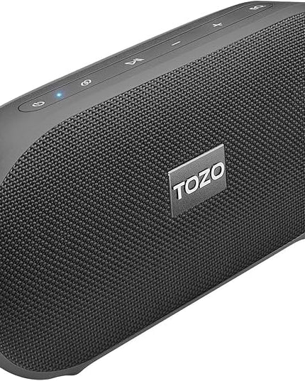 TOZO PA1 Bluetooth Speaker Built-in Microphone Stereo Sound, 25H Playtime, IPX7 Waterproof Shower Speaker, Portable Wireless Speaker with EQ Mode, APP Control, Dual Pairing for Home, Travel, Black