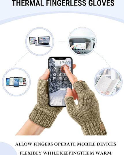 Fingerless Gloves Half Finger Winter Warm Knitted Gloves Working Running Biking Driving for Men and Women