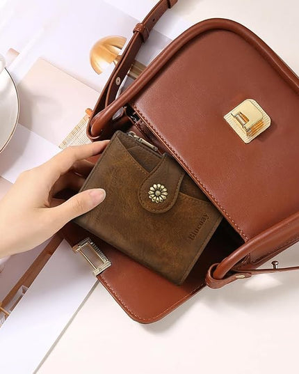 Blucoay Womens Wallet,RFID Blocking Wallet Women Soft Leather Bifold Small Wallets For Women Card Holder With Removable ID Window(khaki)