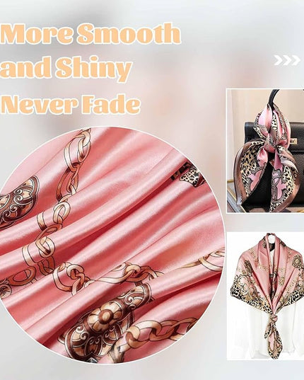 kcctoo 27.5" Mulberry Silk Feeling Head Scarf Women's Fashion Square Neck Satin Scarfs for Bag Hair Scarves Gift