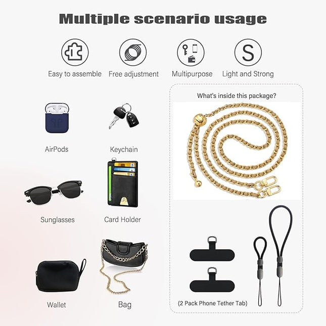 BFSD·DM Phone crossbody strap, 2× Pads,1× Leather Phone Strap,1× Phone Wrist Strap,1× Adjustable Finger Strap,Universal Crossbody Patch Phone Lanyards,Compatible with Most Smart, phone lanyard(brown)