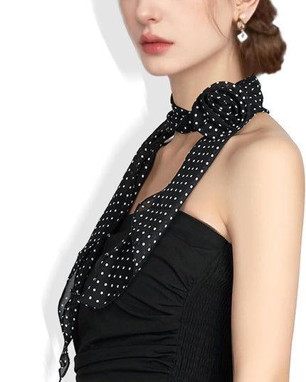 Chiffon Scarf for Women, Removable Flower Neck Scarf Light Soft Fashion Rose Scarves Versatile Headband or Hair Band