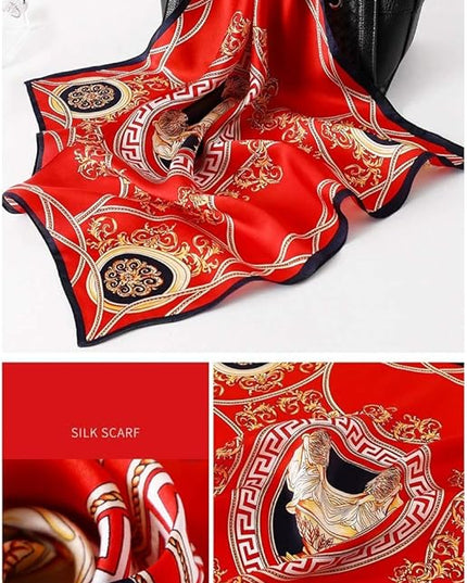 ANDANTINO 100% Mulberry Silk Scarf -21” Lightweight Square Neckerchief – Breathable Digital Printed Scarves with Gift Packed