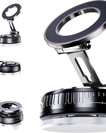 2026 Upgraded Magnetic Car Phone Mount for MagSafe: 360° Rotatable Adjustable Holder with 180+LBS Strong Suction Cup & 3800gf Magnet, Compatible with iPhone 17/16/15 Series & Android Devices