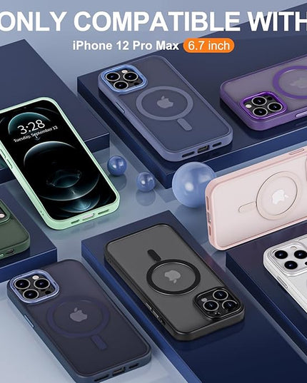 Hython Case for iPhone 12 Pro Max Case Magnetic Translucent Matte Phone Cases 6.7" [Compatible with MagSafe] Thin Slim Fit Shockproof Bumper Hard Protective Cover for Women Men Girls, Deep Purple