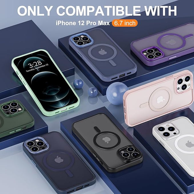 Hython Case for iPhone 12 Pro Max Case Magnetic Translucent Matte Phone Cases 6.7" [Compatible with MagSafe] Thin Slim Fit Shockproof Bumper Hard Protective Cover for Women Men Girls, Deep Purple