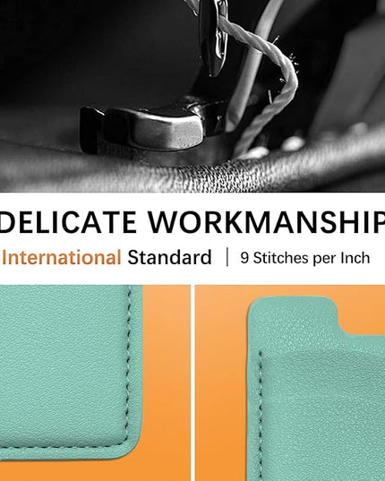 Leather Card Holder Phone Case, Stick-On Wallet, Stretchy & Compatible with iPhone, Samsung - 2Pack Green