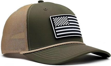 Old Glory PVC Curved 5 Panel Rope Hat, Adjustable Snapback Baseball Cap, Perfect for Outdoor Sports