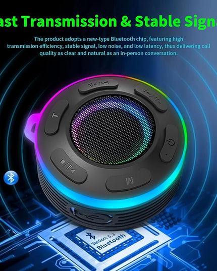 Portable Bluetooth Shower Speaker with Led Light,Waterproof Speaker Loud Sound Built-in Mic Hands,Free Suction Cup&Hook,small Shower speakers for outdoor,Beach,Camping,Kitchen,Kayak,Gifts for unisex