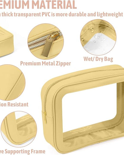 5PCS Diaper Bag Organizer Pouch Set, TSA Approved Toiletry Bag，Clear Waterproof TPU Makeup Bag Set Travel Organizer Bags for Women and Kids