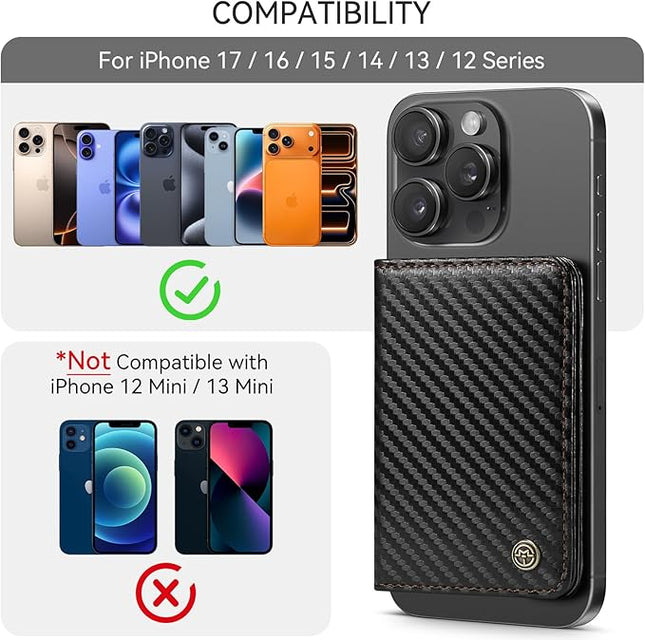 Defencase for Magsafe Wallet Magnetic Card Holder RFID Blocking, Minimalist Phone Wallet for MagSafe Phones and Cases for iPhone 17/16/ 15/14/ 13/12/ Pro/Max/Plus/Air, Carbon Fiber Black