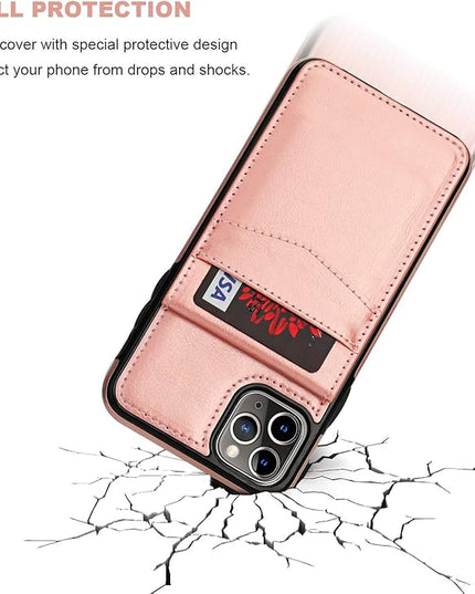 KIHUWEY Compatible with iPhone 11 Pro Max Case Wallet with Credit Card Holder, Premium Leather Magnetic Clasp Kickstand Heavy Duty Protective Cover for 11 Pro Max 6.5 Inch(Rose Gold)