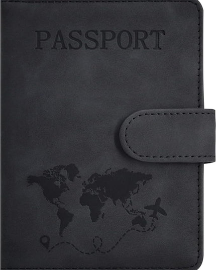Passport Holder, Passport Cover with Credit Card Slot and Boarding Pass Slot Combo, Passport Wallet Case Book Travel Must Have, RFID Blocking Leather Travel Accessories, Black