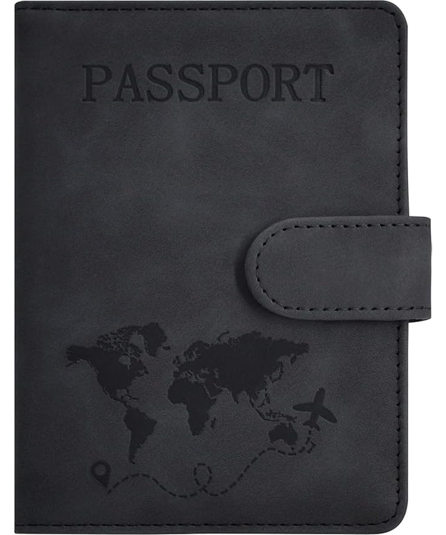 Passport Holder, Passport Cover with Credit Card Slot and Boarding Pass Slot Combo, Passport Wallet Case Book Travel Must Have, RFID Blocking Leather Travel Accessories, Black