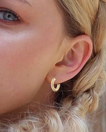 9 Pairs Gold Chunky Hoop Earrings Set for Women, 14K Gold Plated Twisted Huggie Hoop Earring Hypoallergenic, Lightweight Thick Open Hoops Earrings Jewelry Gifts.
