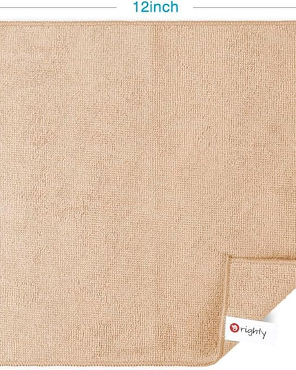 Orighty Microfiber Cleaning Cloth, 12 Pack Microfiber Towels for Cars, Highly Absorbent Car Cleaning Supplies, Lint Free Cloths Clean Rags for Car Care, House, Kitchen, 12x12 inch, Brown
