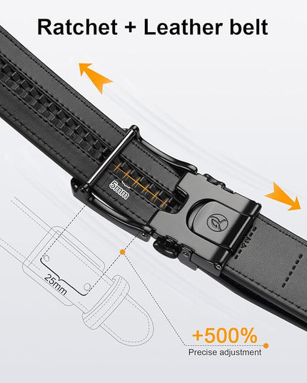 JUKMO 1.5" (38mm) Leather Ratchet Belt for Men in Gift Box