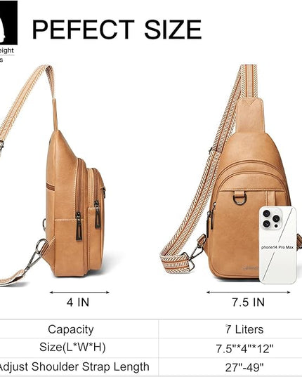 7L Sling Bag for Women Men Leather Small Sling Backpack Daypack Anti Theft Fanny Pack Crossbody Purse Travel