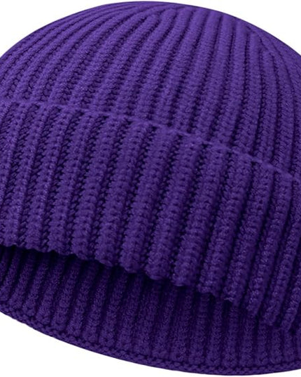 Wool Fisherman Beanies for Men Women Short Cuff Knit Beanie Winter Warm Hats Trawler Hat Stylish Watch Cap