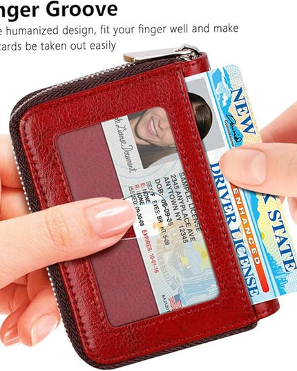 FurArt Zipper Wallet Women, RFID Blocking Credit Card Wallet, Business Card Holder, Compact Size KeyChain Wallet