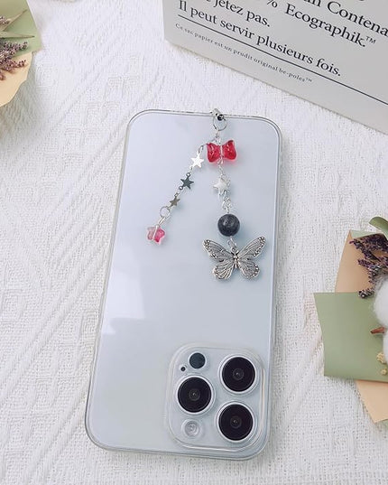 1-4PCS Cute Phone Charms Aesthetic Y2K Cell Phone Charms Strap Strawberry Butterfly Star PhoneCharm Y2K Accessories for Bag Keychain Airpods Camera Pendants Decor
