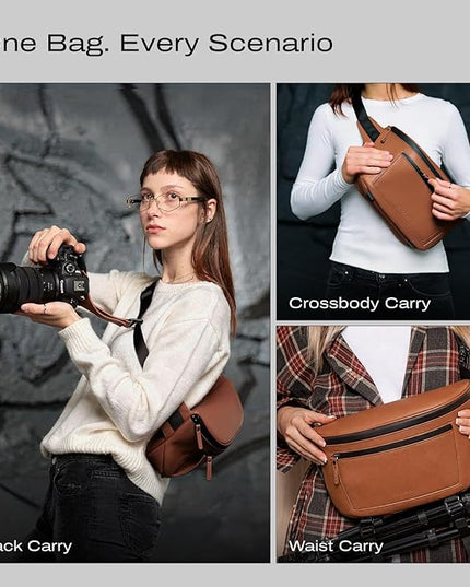 C Coiro Leather Camera Sling Bag, Weather Resistant Crossbody Camera Bag, Professional Pouch for Photographers