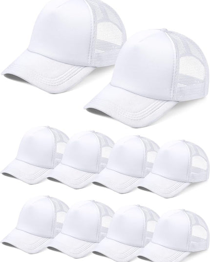 10 Pcs Sublimation Blank Trucker Hats Bulk Mesh Baseball Cap Polyester Mesh Trucker Hat for Men and Women