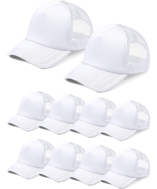 10 Pcs Sublimation Blank Trucker Hats Bulk Mesh Baseball Cap Polyester Mesh Trucker Hat for Men and Women