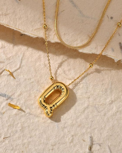 LUCA SMITH Initial Necklaces for Women, Dainty Balloon Bubble Letter, Name Letter Alphabet Pendant Layered Choker Chain Jewelry Gift