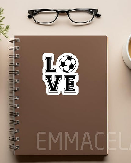 Love Soccer Stickers – Waterproof Vinyl Decals for Tumblers, Laptops, Water Bottles, Phones, Scrapbooks – Cute Soccer Design for Players, Fans, and Teams – 3" x 2.6" (3PCS).