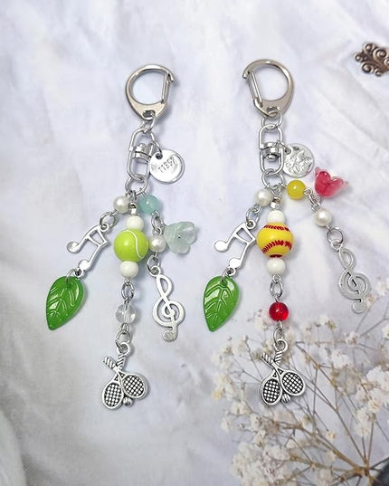 Keychain for Women Gold Bow Angel Wings KeyChains Novel Star Heart Strawberry Racket Pendants Bag Charm Key Chains